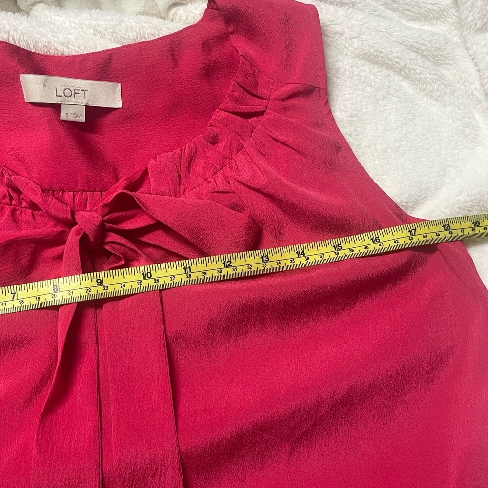LOFT Blouse Womens Pink Sleeveless Tie Front Chic Feminine Top Loose Fit Small - Picture 8 of 8